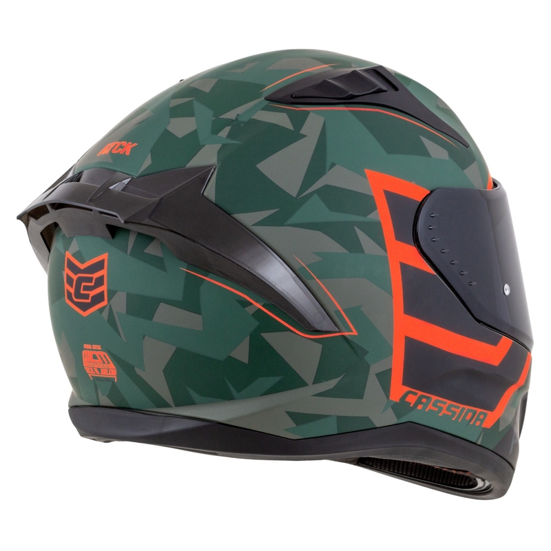 Integrálna helma na motorku Cassida Aero ATCK camo zeleno-čierno-šedo-oranžová