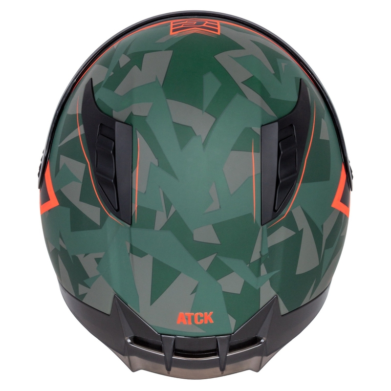 Integrálna helma na motorku Cassida Aero ATCK camo zeleno-čierno-šedo-oranžová