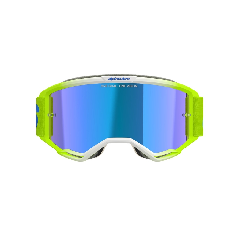 Motokrosové okuliare Alpinestars Vision 5 Blaze fluorescenčno žlto-modré so zrkadlovým modrým plexisklom