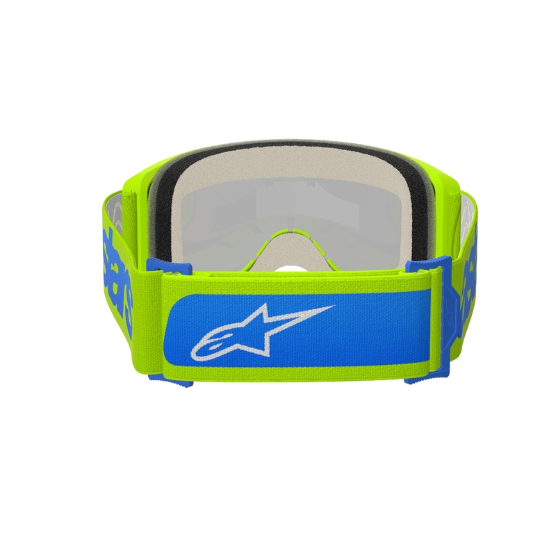 Motokrosové okuliare Alpinestars Vision 5 Blaze fluorescenčno žlto-modré so zrkadlovým modrým plexisklom