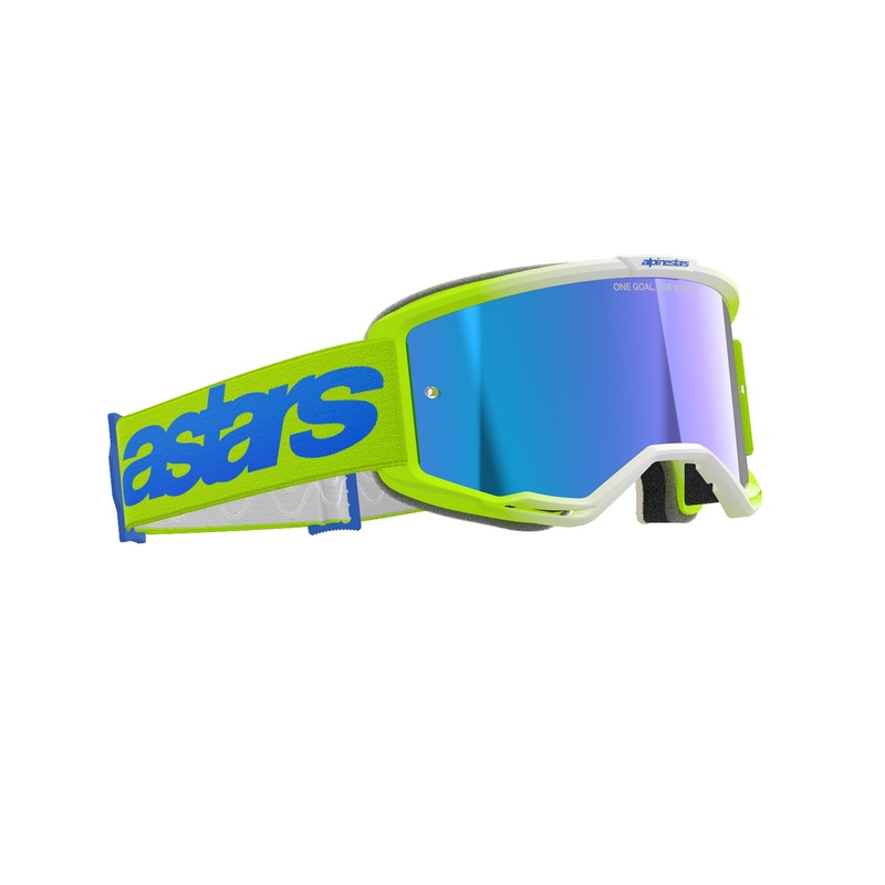 Motokrosové okuliare Alpinestars Vision 5 Blaze fluorescenčno žlto-modré so zrkadlovým modrým plexisklom