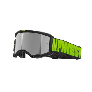 Motokrosové okuliare Alpinestars Vision 5 Hollow šedo-fluo žlté so zrkadlovým strieborným plexi