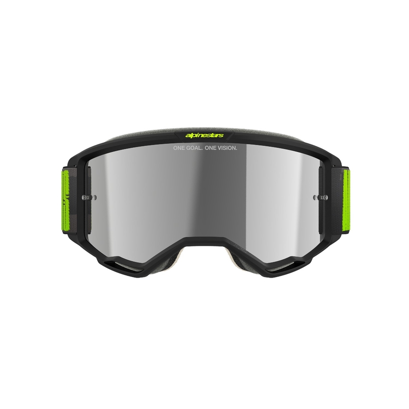 Motokrosové okuliare Alpinestars Vision 5 Hollow šedo-fluo žlté so zrkadlovým strieborným plexi