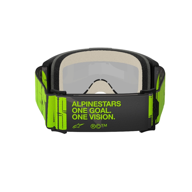 Motokrosové okuliare Alpinestars Vision 5 Hollow šedo-fluo žlté so zrkadlovým strieborným plexi