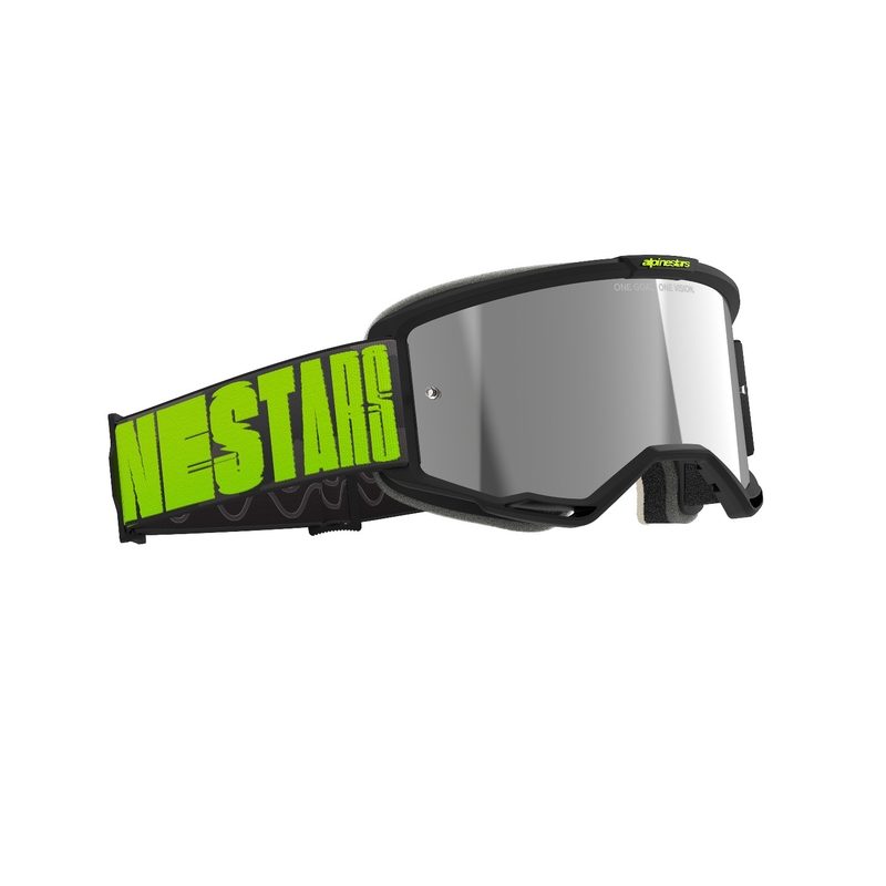 Motokrosové okuliare Alpinestars Vision 5 Hollow šedo-fluo žlté so zrkadlovým strieborným plexi