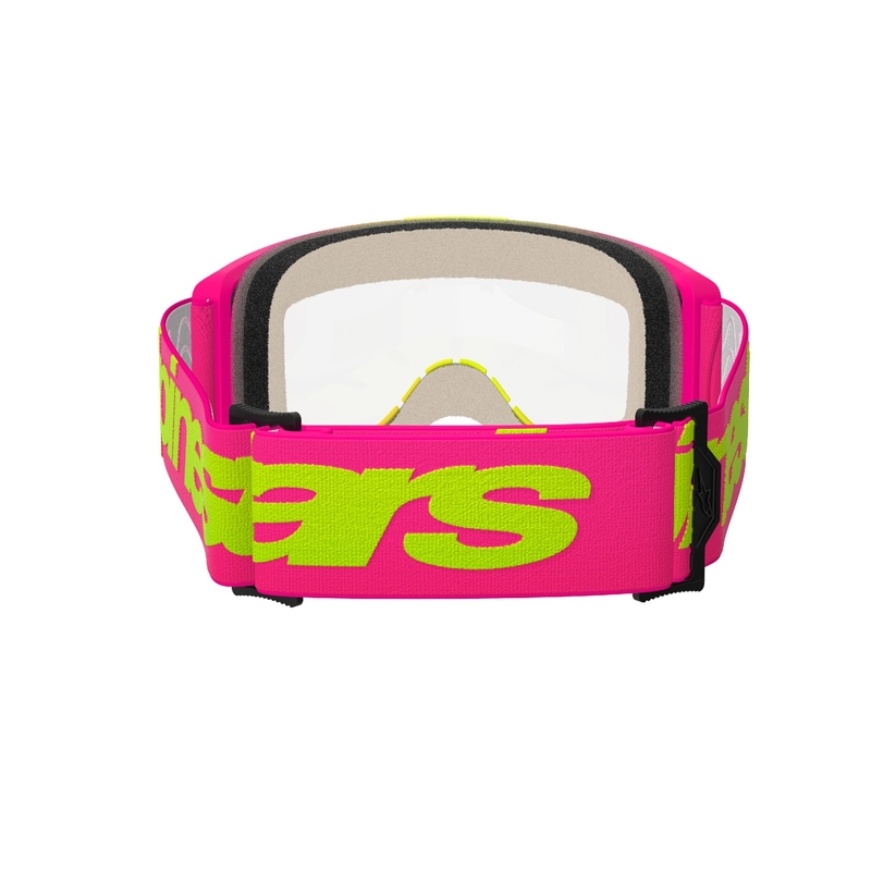 Motokrosové okuliare Alpinestars Vision 5 Wordmark ružovo-fluo žlté s čírym plexi výpredaj