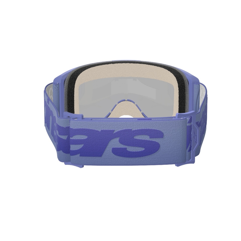 Motokrosové okuliare Alpinestars Vision 5 Wordmark fialové so zrkadlovým modrým plexisklom