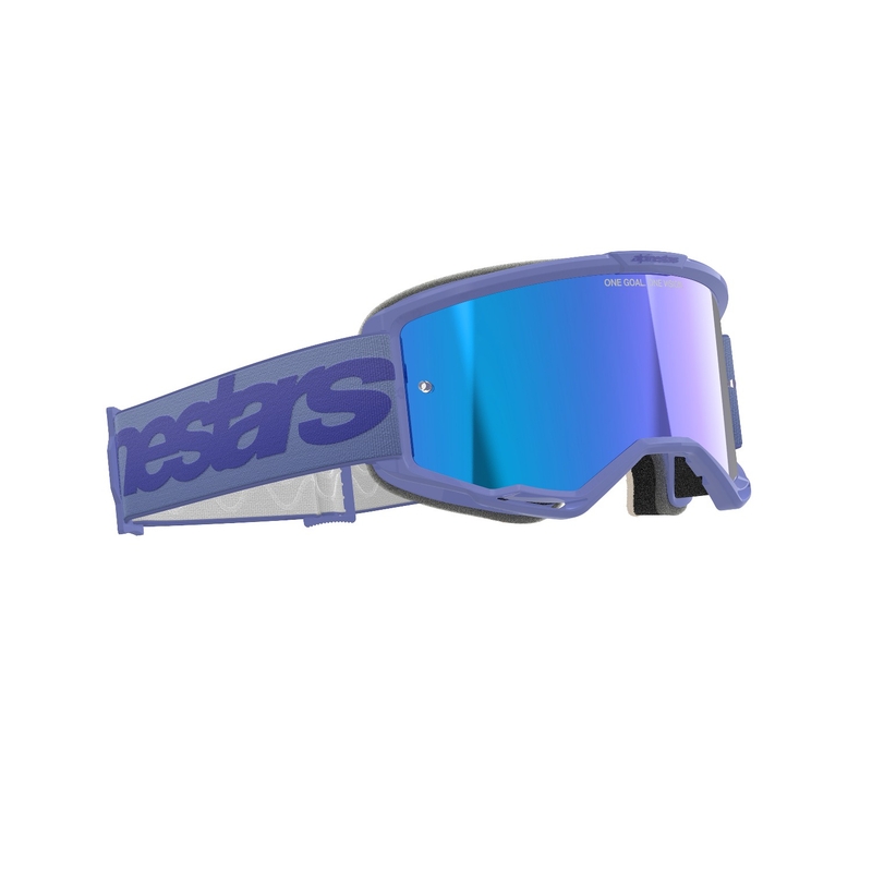 Motokrosové okuliare Alpinestars Vision 5 Wordmark fialové so zrkadlovým modrým plexisklom