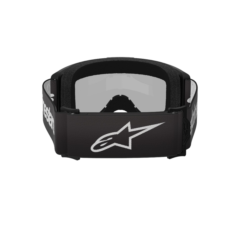 Motokrosové okuliare Alpinestars Vision 3 Wordmark čierne so zrkadlovým strieborným plexisklom