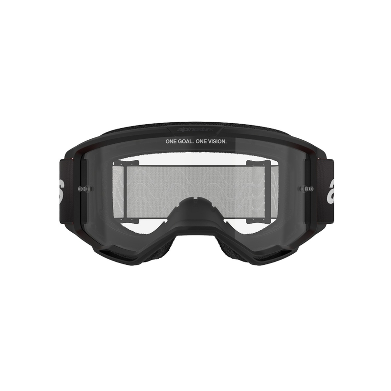 Motokrosové okuliare Alpinestars Vision 3 Wordmark čierne s čírym plexisklom