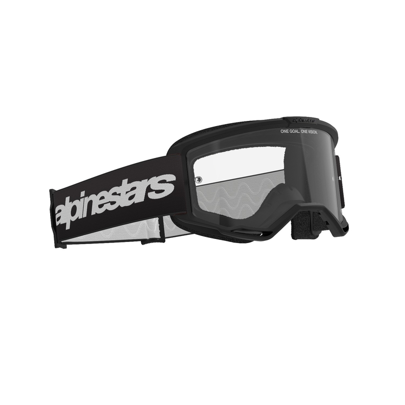 Motokrosové okuliare Alpinestars Vision 3 Wordmark čierne s čírym plexisklom