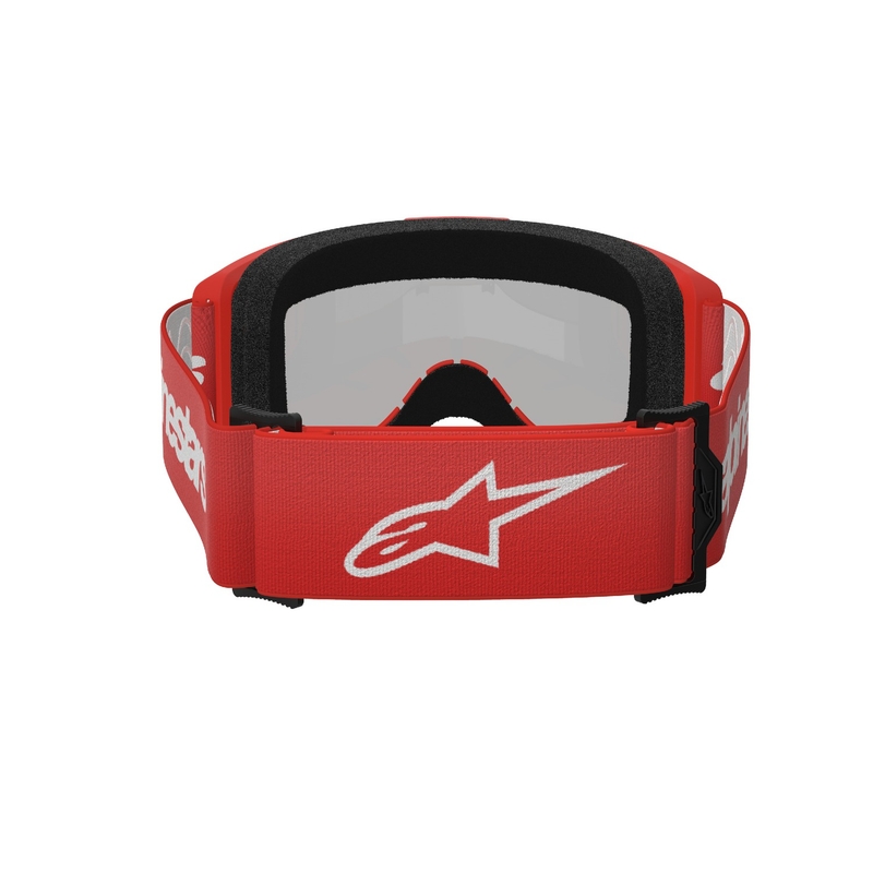 Motokrosové okuliare Alpinestars Vision 3 Wordmark červené so zrkadlovým strieborným plexisklom výpredaj