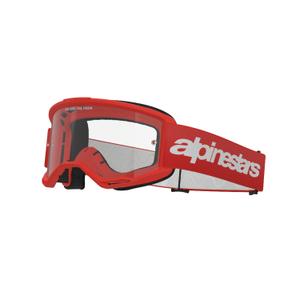 Motokrosové okuliare Alpinestars Vision 3 Wordmark červené s čírym plexi