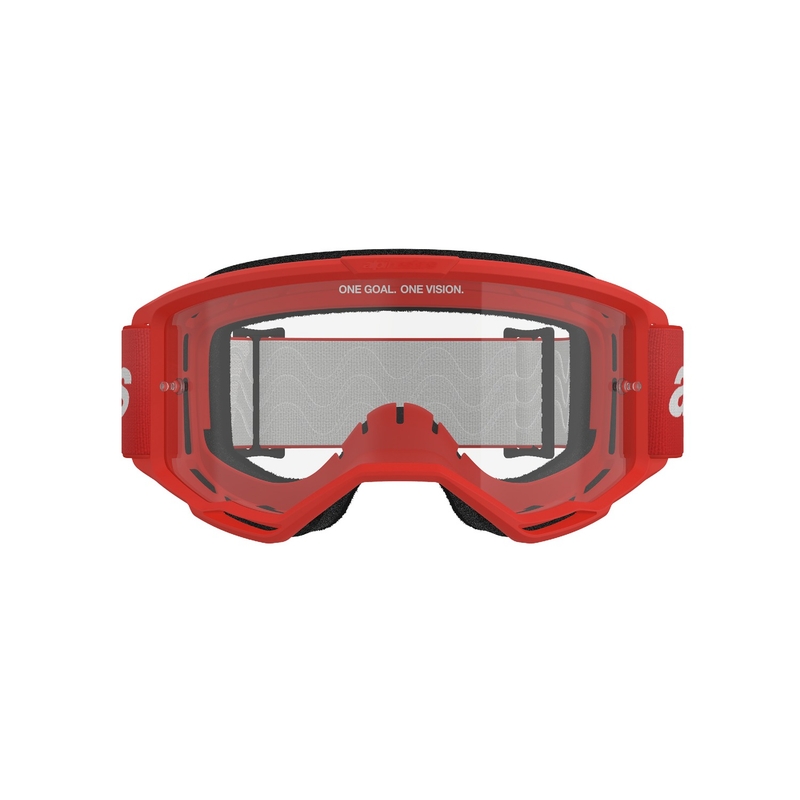 Motokrosové okuliare Alpinestars Vision 3 Wordmark červené s čírym plexi