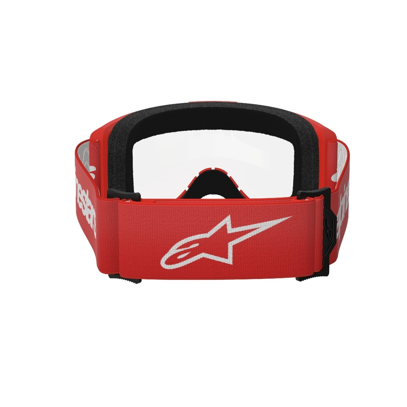 Motokrosové okuliare Alpinestars Vision 3 Wordmark červené s čírym plexi