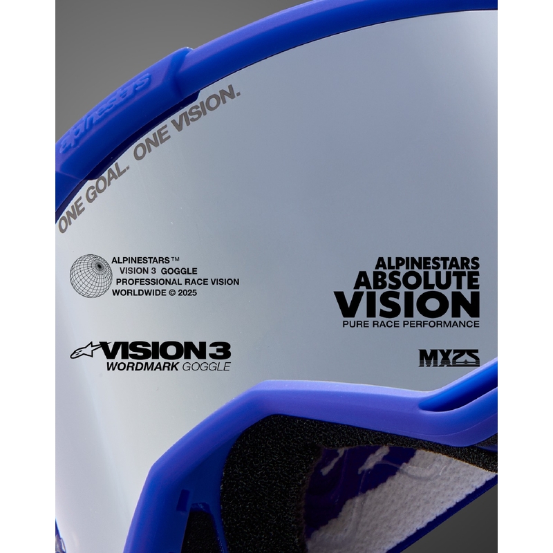 Motokrosové okuliare Alpinestars Vision 3 Wordmark červené s čírym plexi