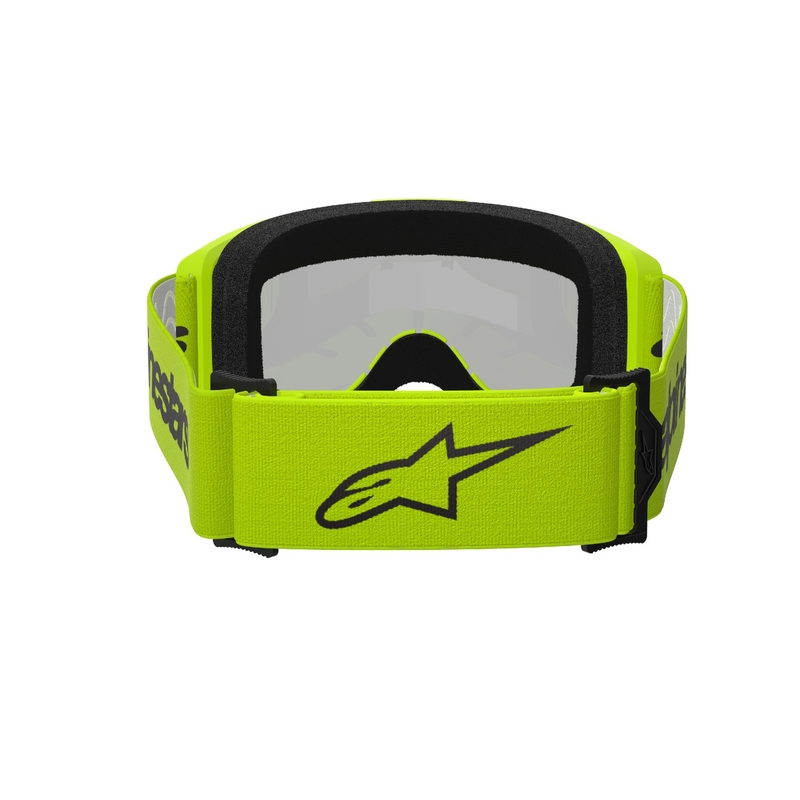 Motokrosové okuliare Alpinestars Vision 3 Wordmark fluo žlté so zradlovým strieborným plexi