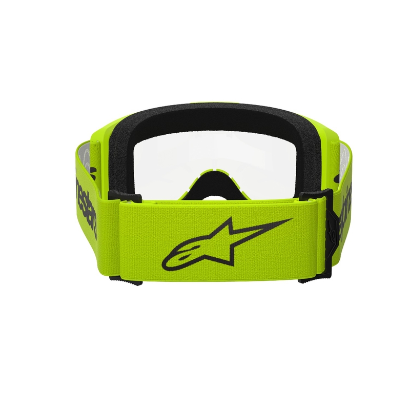 Motokrosové okuliare Alpinestars Vision 3 Wordmark fluo žlté s čírym plexi