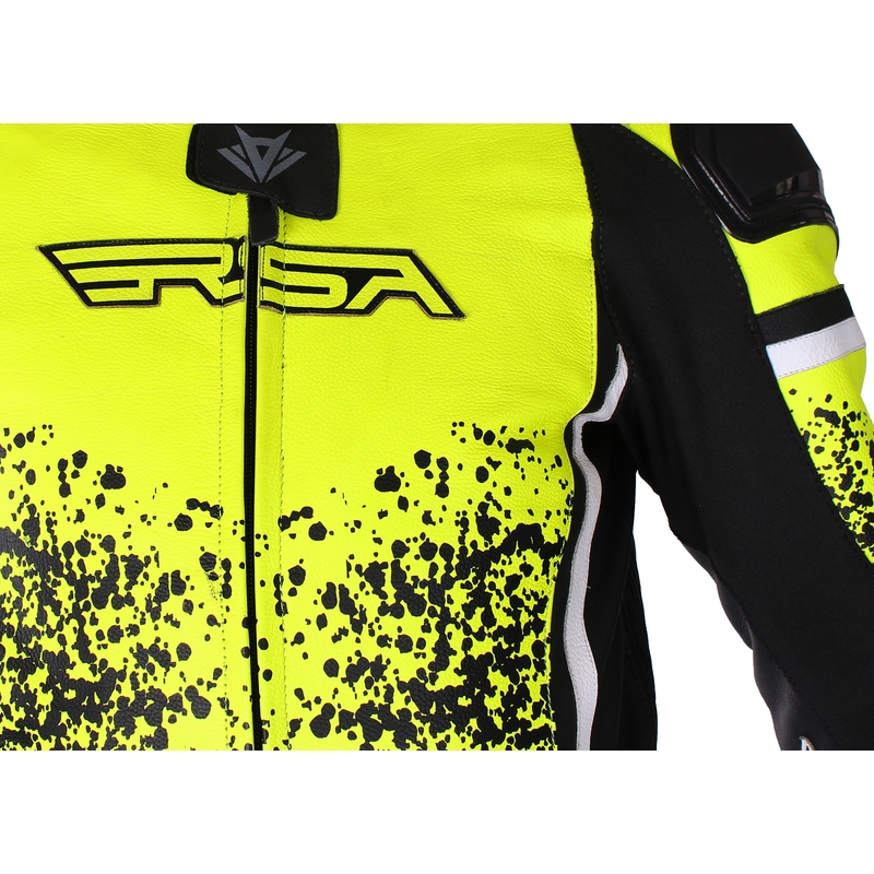Kombinéza na motorku RSA GT2 čierno-bielo-fluo žltá výpredaj - II. akosť