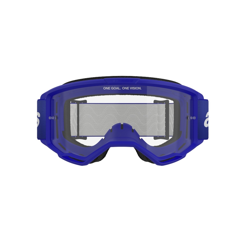 Motokrosové okuliare Alpinestars Vision 3 Wordmark modré s čírym plexi