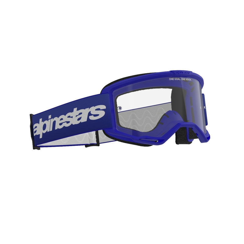 Motokrosové okuliare Alpinestars Vision 3 Wordmark modré s čírym plexi