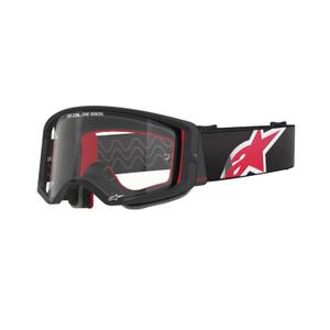 Motokrosové okuliare Alpinestars Supertech Corp čierno-červené s čírym plexisklom