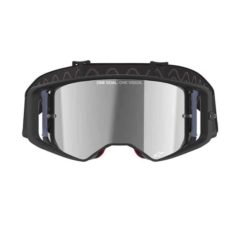 Motokrosové okuliare Alpinestars Supertech Corp čierno-šedé so strieborným plexisklom