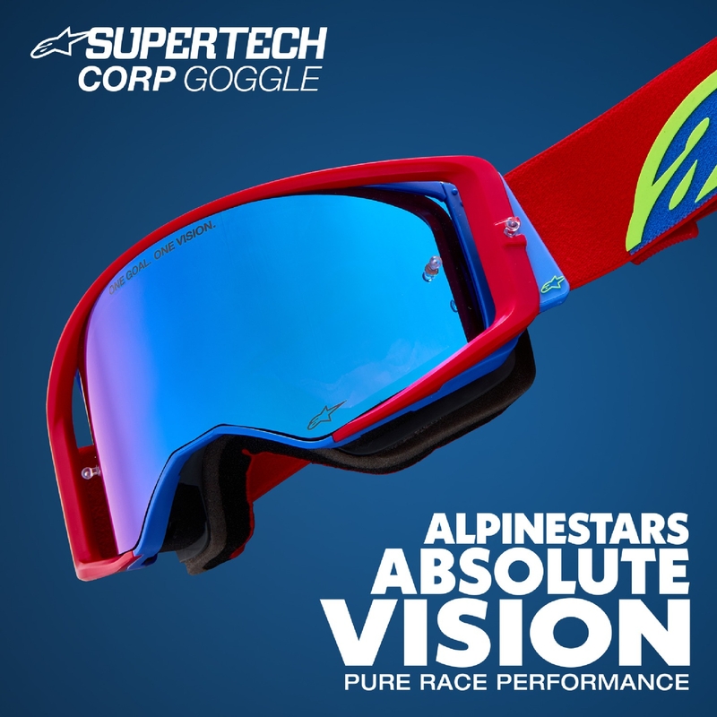 Motokrosové okuliare Alpinestars Supertech Corp čierno-šedé so strieborným plexisklom