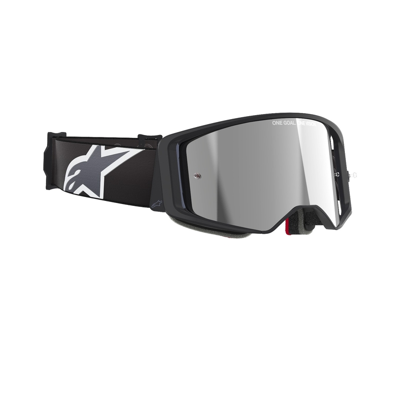 Motokrosové okuliare Alpinestars Supertech Corp čierno-šedé so strieborným plexisklom