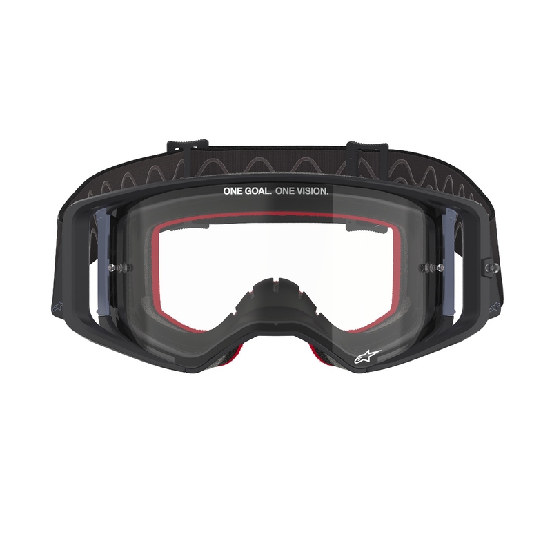 Motokrosové okuliare Alpinestars Supertech Corp čierno-šedé s čírym zorníkom