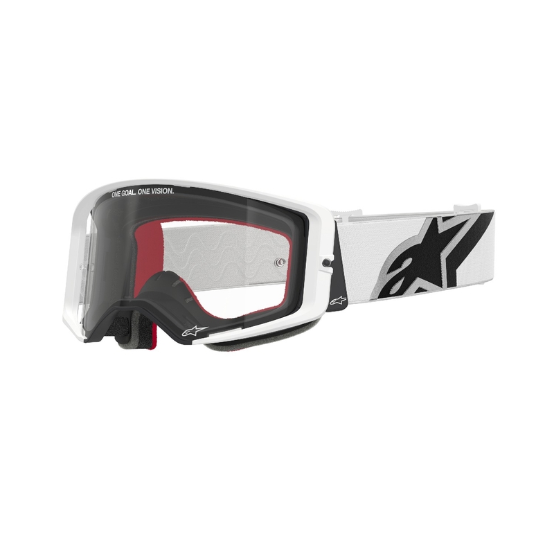 Motokrosové okuliare Alpinestars Supertech Corp biele s čírym plexisklom