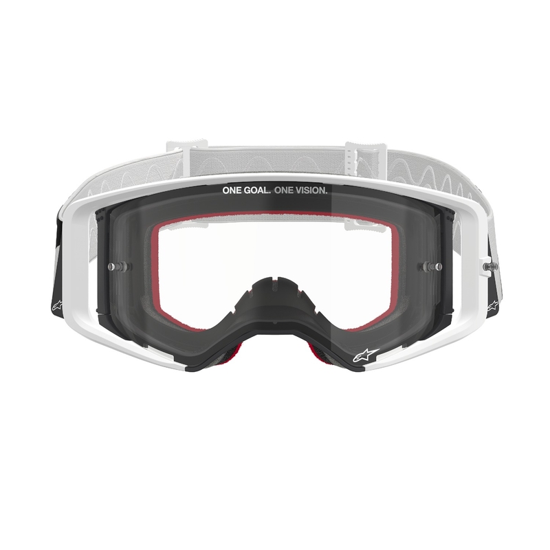 Motokrosové okuliare Alpinestars Supertech Corp biele s čírym plexisklom