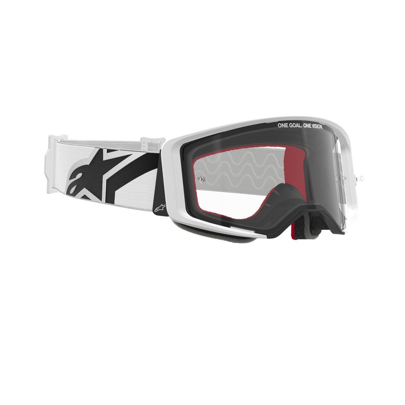 Motokrosové okuliare Alpinestars Supertech Corp biele s čírym plexisklom