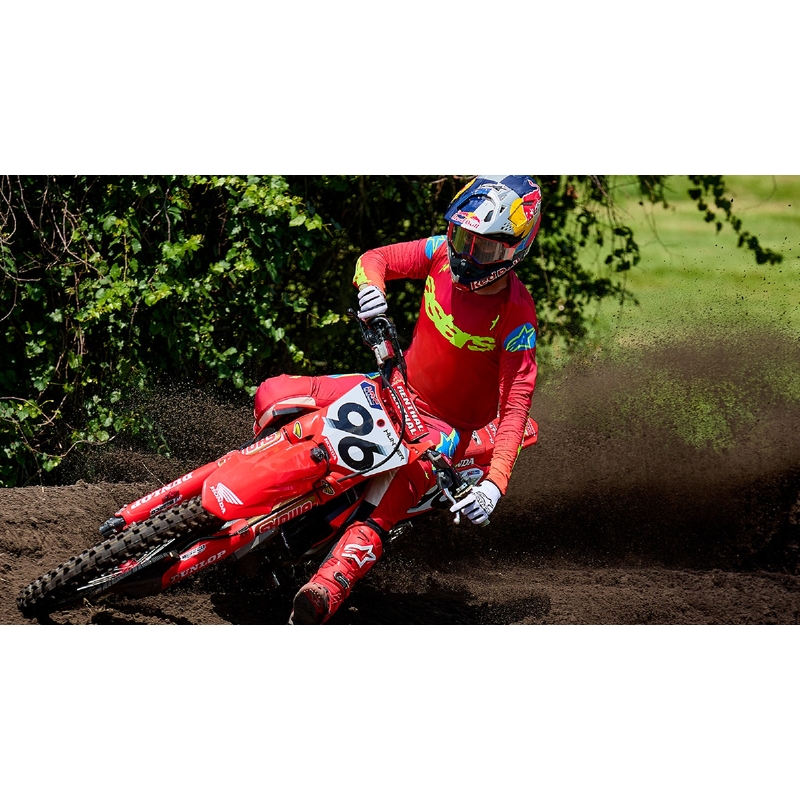Motokrosové okuliare Alpinestars Supertech Corp žlto-ružové so zrkadlovým červeným plexisklom