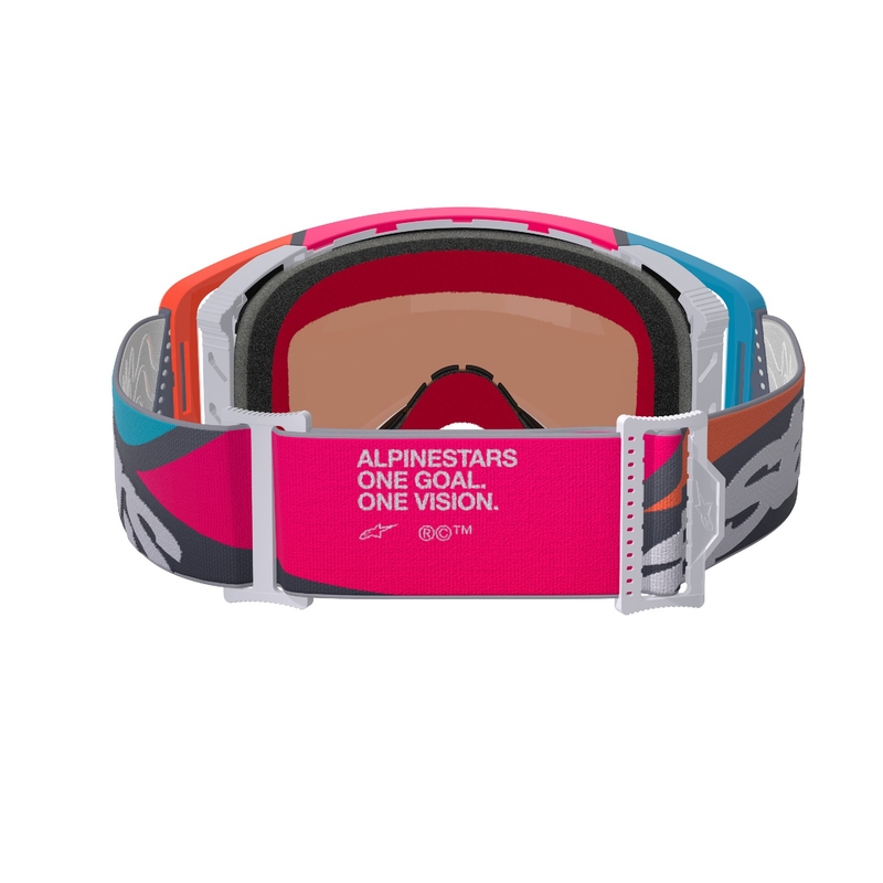 Motokrosové okuliare Alpinestars Supertech Stream šedo-multicolor so zrkadlovým strieborným plexisklom