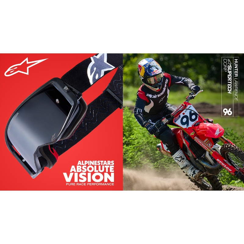 Motokrosové okuliare Alpinestars Supertech Stream modré so zrkadlovým modrým plexisklom