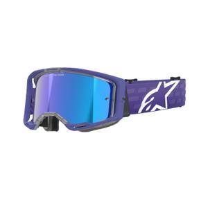 Motokrosové okuliare Alpinestars Vision 8 Corp fialové so zrkadlovým modrým zorníkom