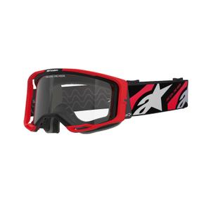 Motokrosové okuliare Alpinestars Vision 8 Luar červeno-čierne s čírym plexisklom