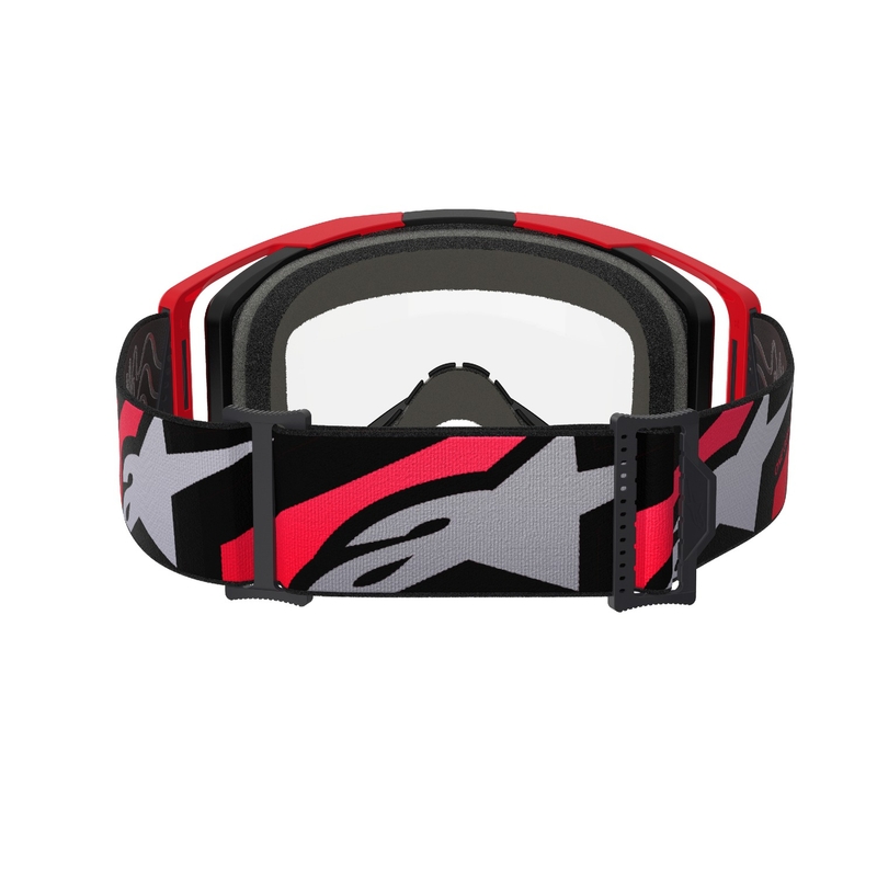 Motokrosové okuliare Alpinestars Vision 8 Luar červeno-čierne s čírym plexisklom