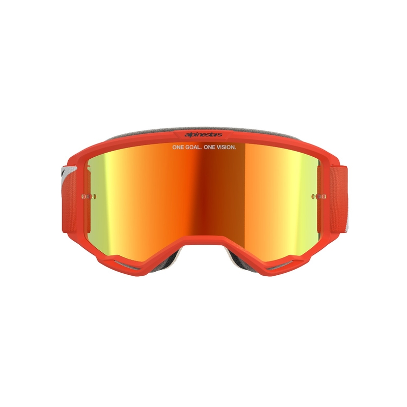 Motokrosové okuliare Alpinestars Vision 5 Corp oranžové so zrkadlovým červeným plexisklom
