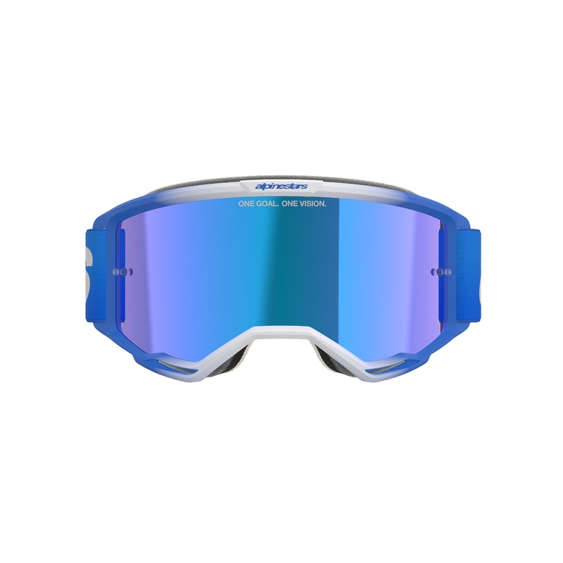 Motokrosové okuliare Alpinestars Vision 5 Blaze modré so zrkadlovým modrým plexisklom
