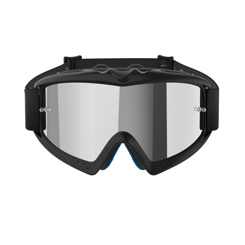 Detské motokrosové okuliare Alpinestars Vision Youth Corp čierne so zrkadlovým strieborným plexisklom