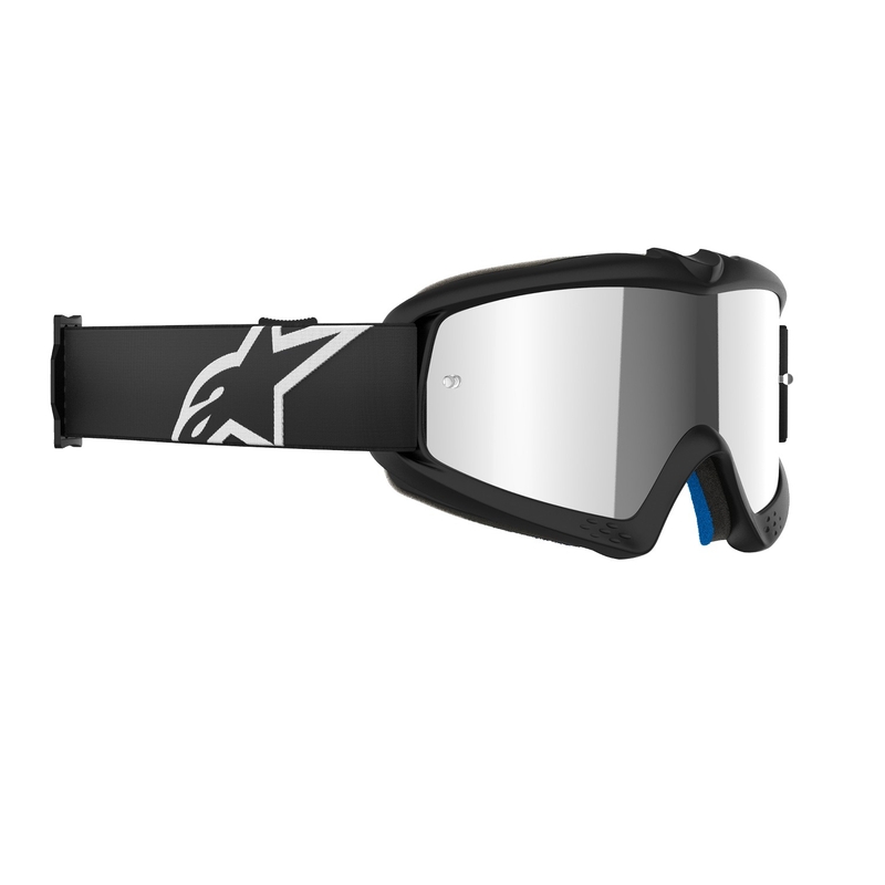 Detské motokrosové okuliare Alpinestars Vision Youth Corp čierne so zrkadlovým strieborným plexisklom