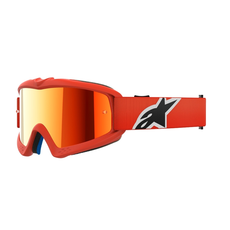 Detské motokrosové okuliare Alpinestars Vision Youth Corp oranžové so zrkadlovým červeným plexisklom