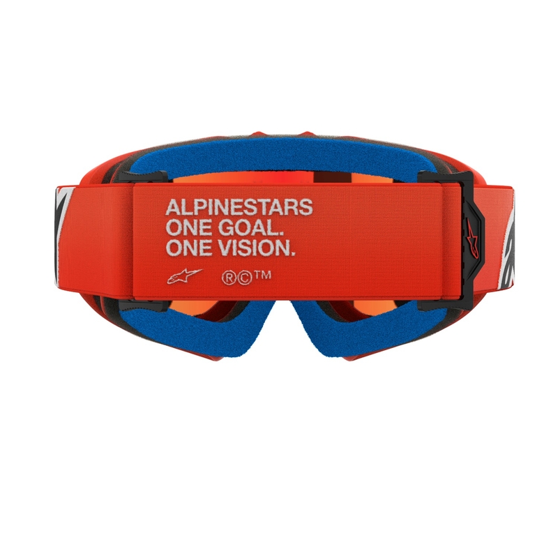 Detské motokrosové okuliare Alpinestars Vision Youth Corp oranžové so zrkadlovým červeným plexisklom