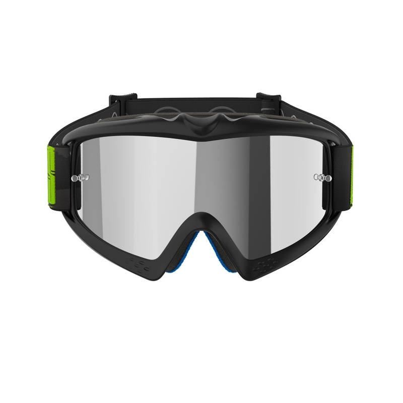 Detské motokrosové okuliare Alpinestars Vision Youth Hollow čierno-antracitovo-fluorescenčno žlté so zrkadlovým strieborným plexisklom
