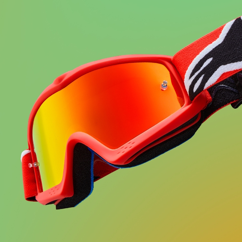 Detské motokrosové okuliare Alpinestars Vision Youth Hollow čierno-antracitovo-fluorescenčno žlté so zrkadlovým strieborným plexisklom