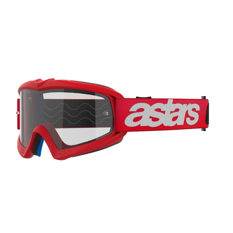 Detské motokrosové okuliare Alpinestars Vision Youth Blaze červené s čírym plexisklom