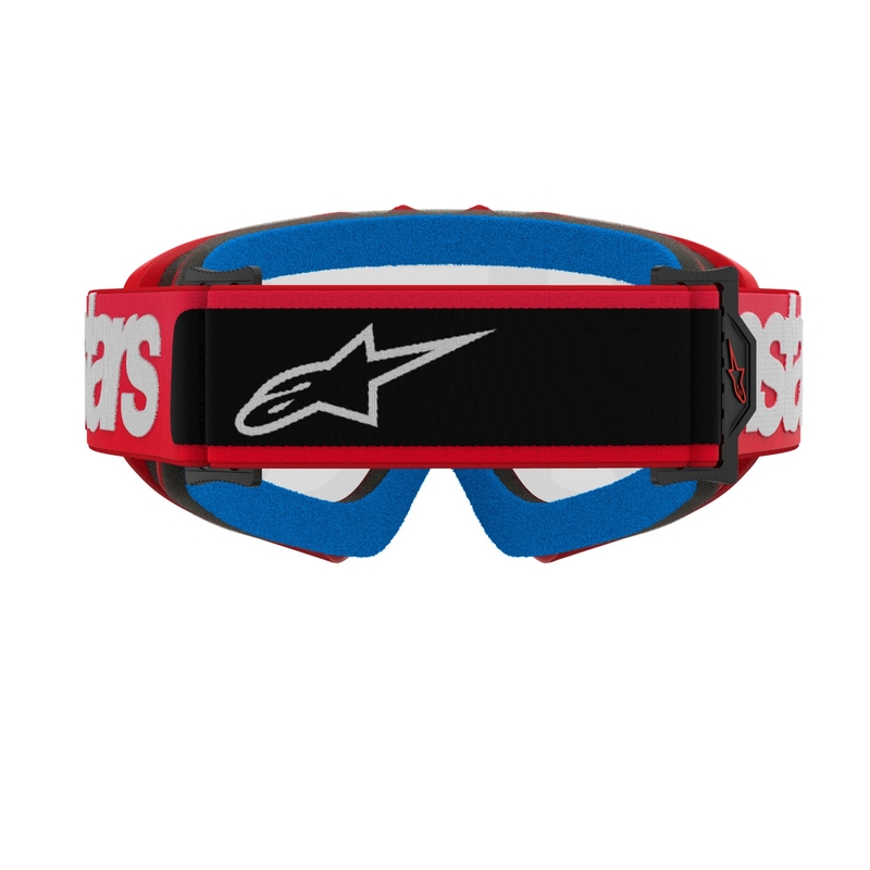 Detské motokrosové okuliare Alpinestars Vision Youth Blaze červené s čírym plexisklom