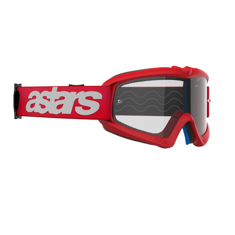 Detské motokrosové okuliare Alpinestars Vision Youth Blaze červené s čírym plexisklom